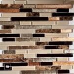 Malla30x30-pamplona-cenezzia-ok | Plomería García Decorative mosaic tile pattern with horizontal glass and stone rectangles in neutral browns, beiges, and metallics.